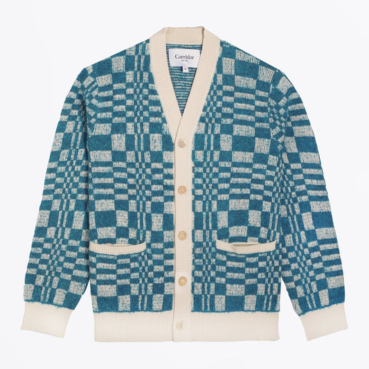 - Optic Alpaca Cardigan - Azure