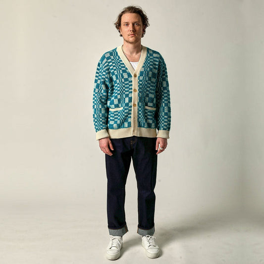 - Optic Alpaca Cardigan - Azure