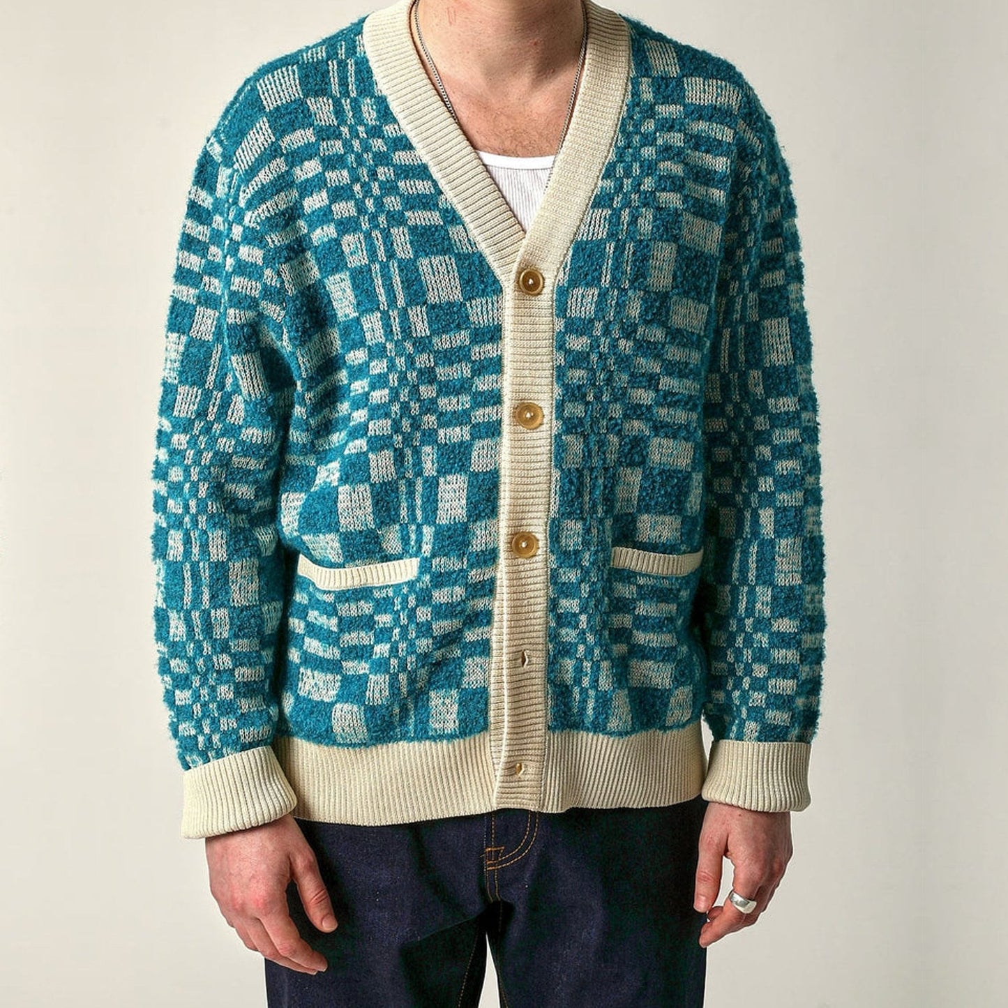 - Optic Alpaca Cardigan - Azure