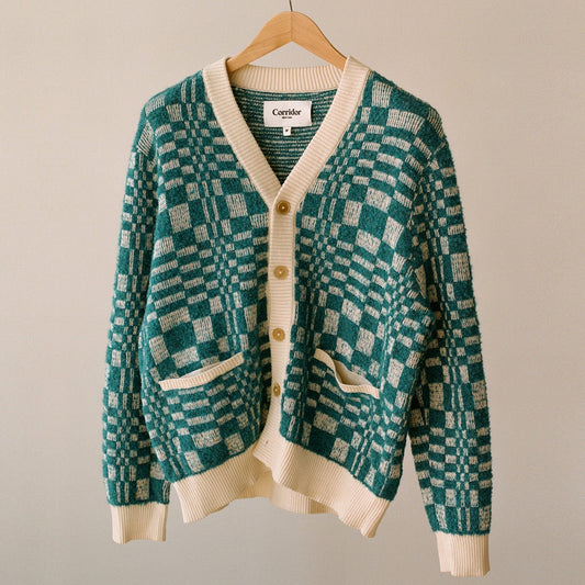 - Optic Alpaca Cardigan - Azure