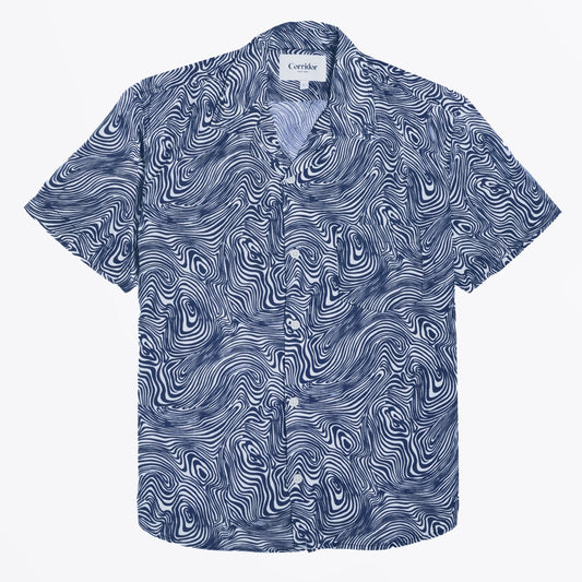 - Contours Print Shirt - Navy