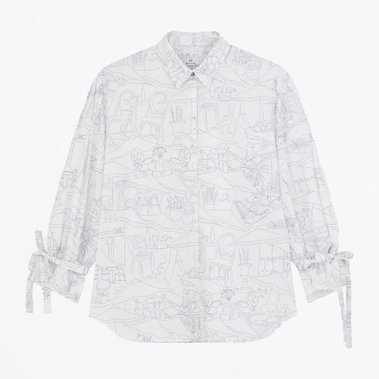 - Cafe Print Shirt - White