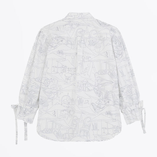 - Cafe Print Shirt - White