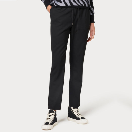 - Drawcord Wool Trousers - Black
