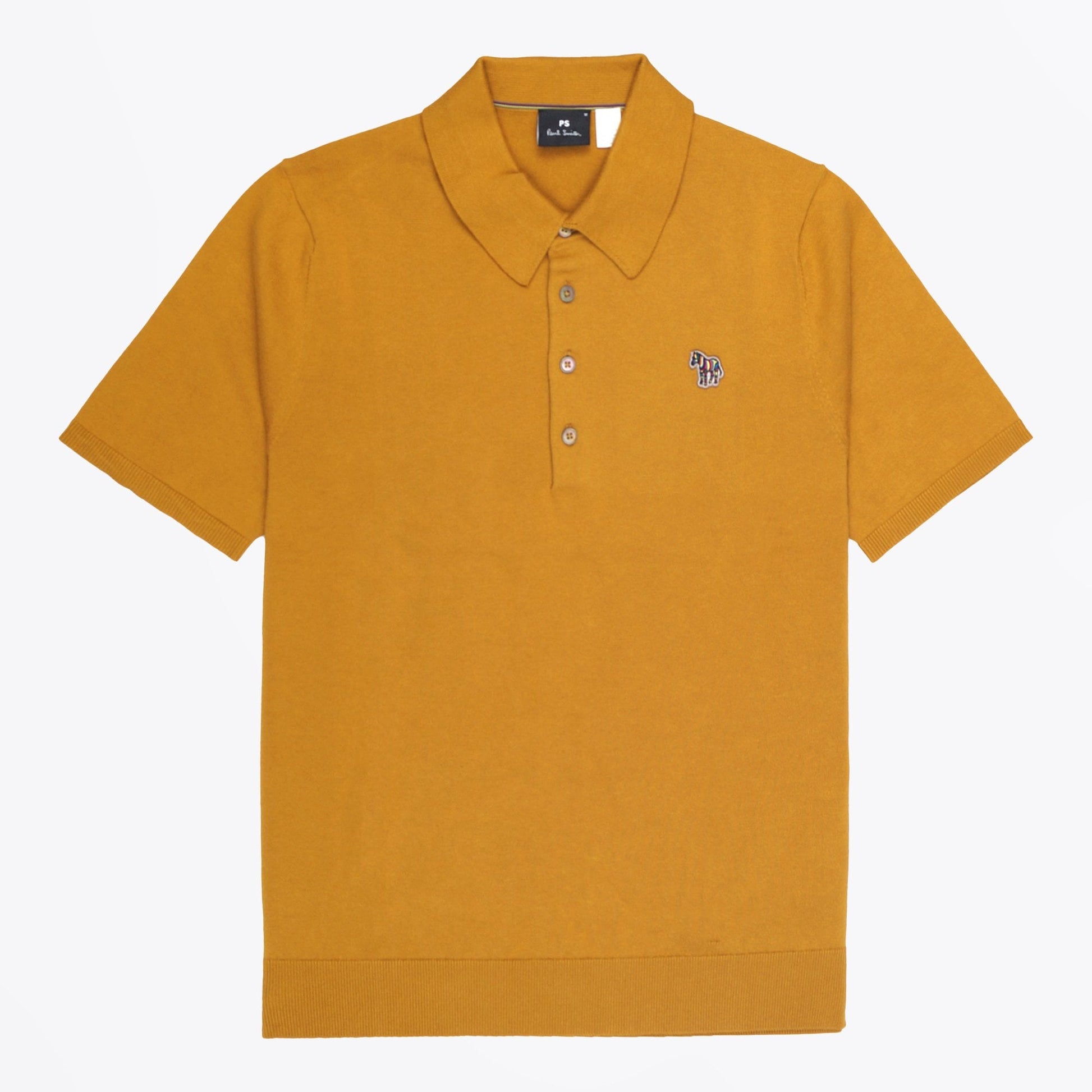 Paul - Zebra Badge Pullover Polo - Ochre Yellow