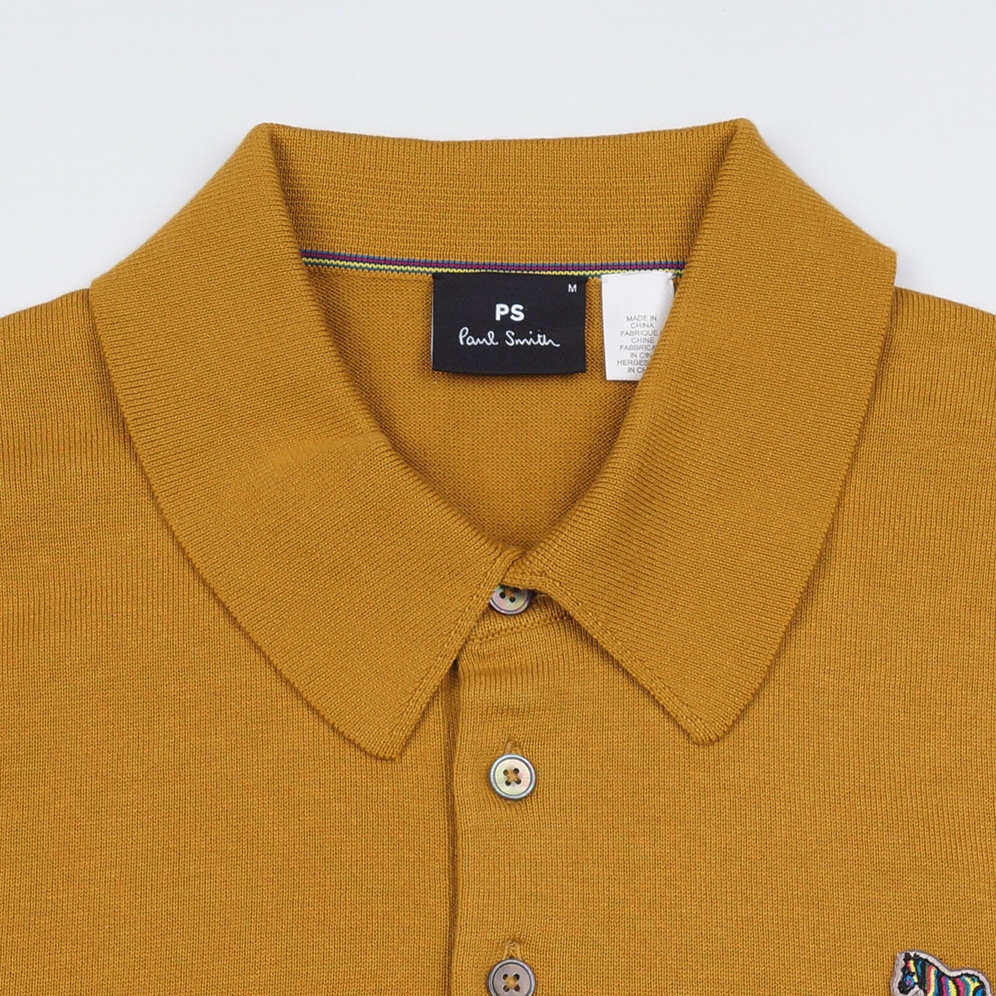 Paul - Zebra Badge Pullover Polo - Ochre Yellow
