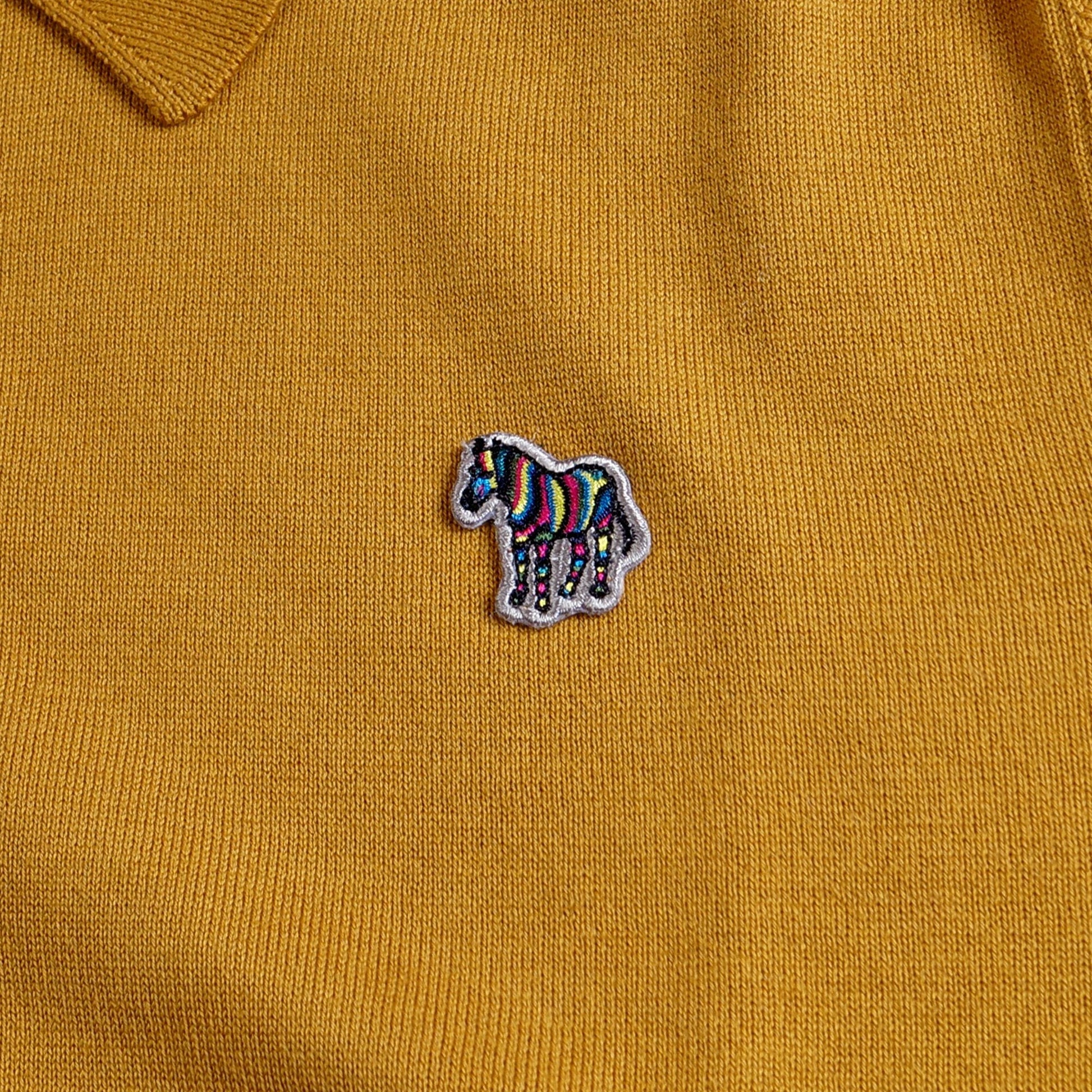 Paul - Zebra Badge Pullover Polo - Ochre Yellow