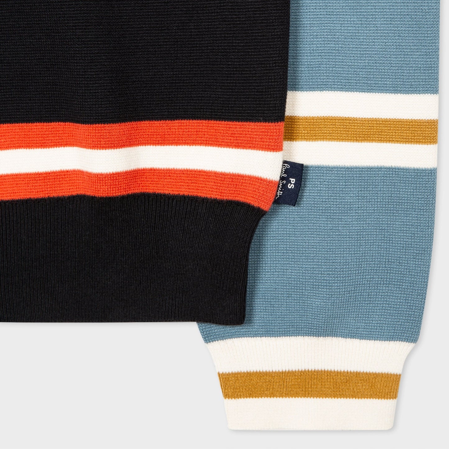 - Striped Crew Neck Pullover - Black