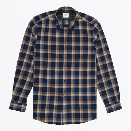- Regular Fit Check Shirt - Navy