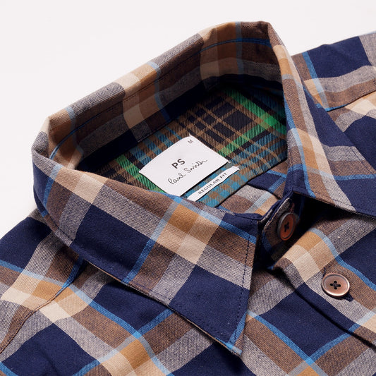 - Regular Fit Check Shirt - Navy