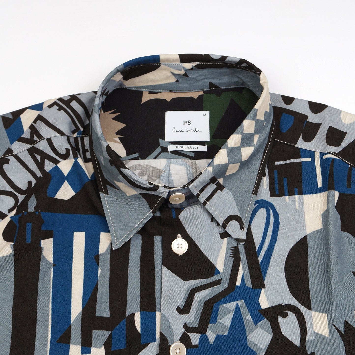 - Souvenir Print Regular Fit Shirt - Light Blue