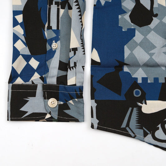 - Souvenir Print Regular Fit Shirt - Light Blue