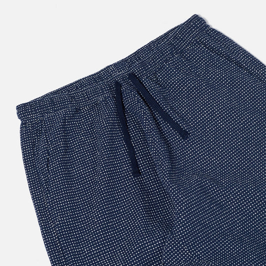 - Cactus Weave Braga Trousers - Navy