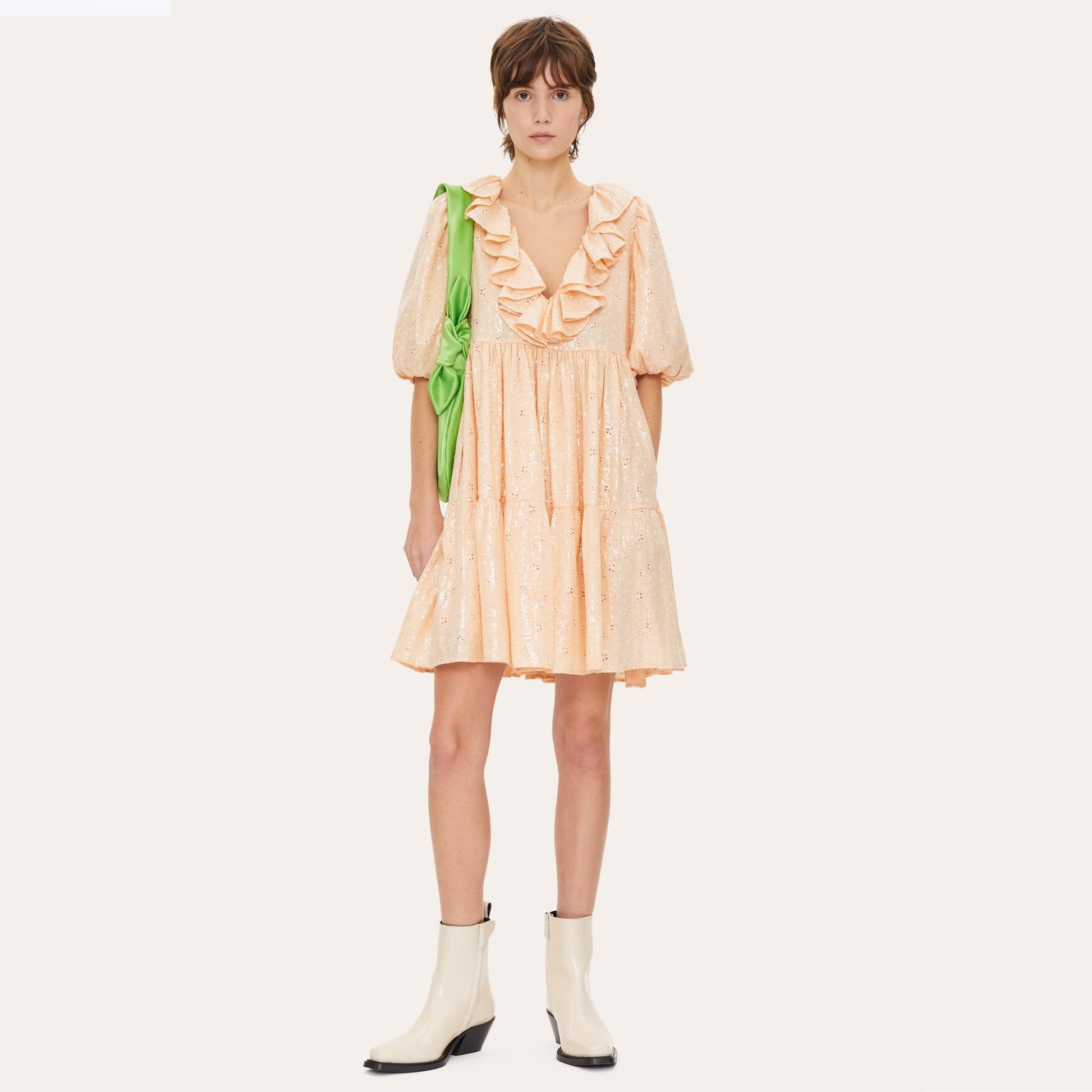 Stine Imperio Sequin Cotton Dress - Coconut Sparkles