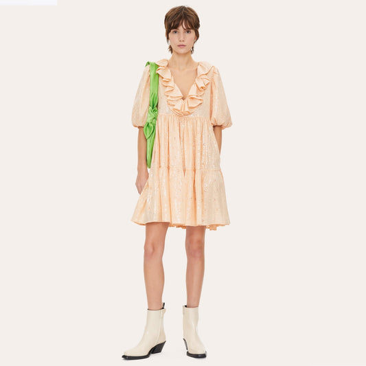 Imperio Sequin Cotton Dress - Coconut Sparkles