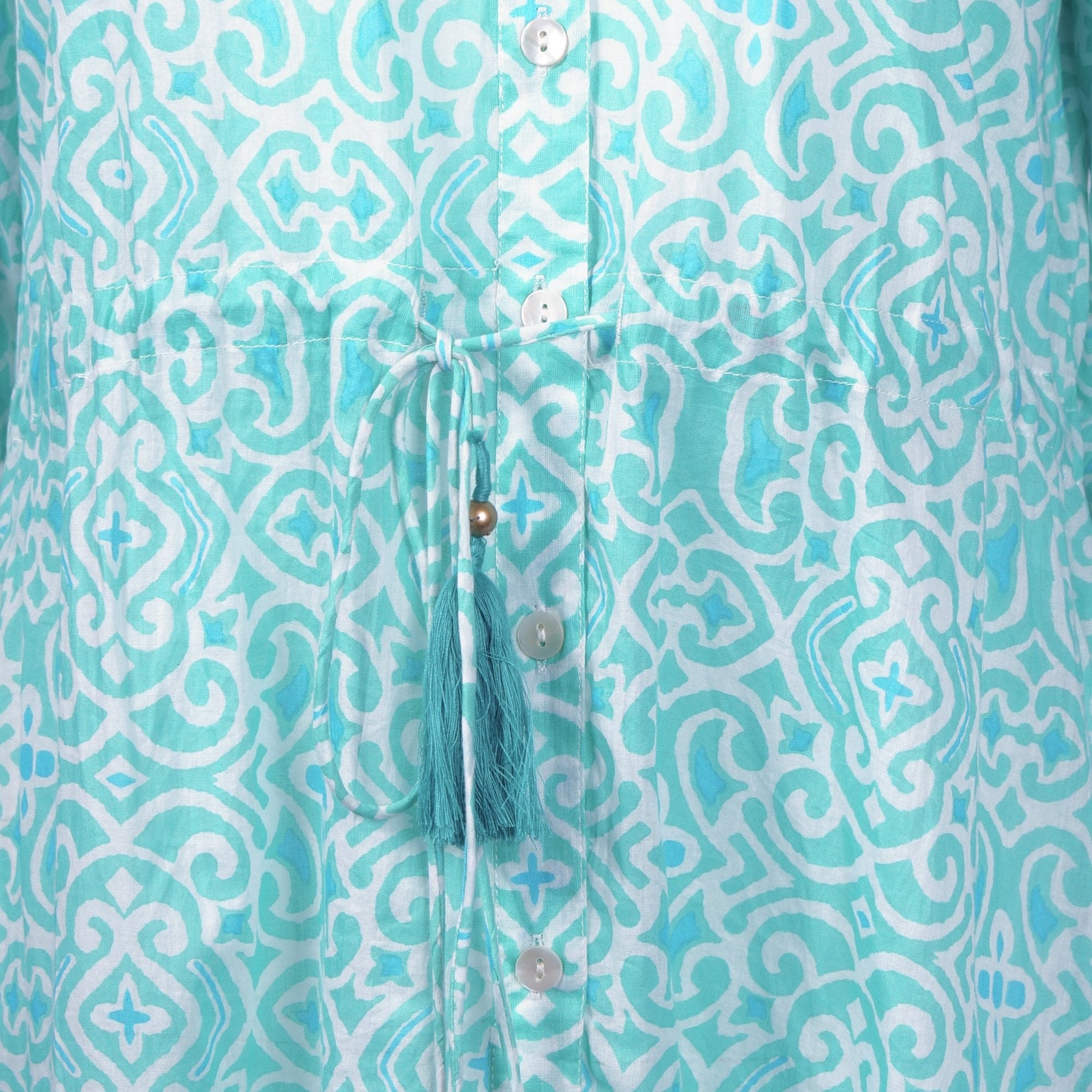 Handprint Nightingale Dress - Lama Mint