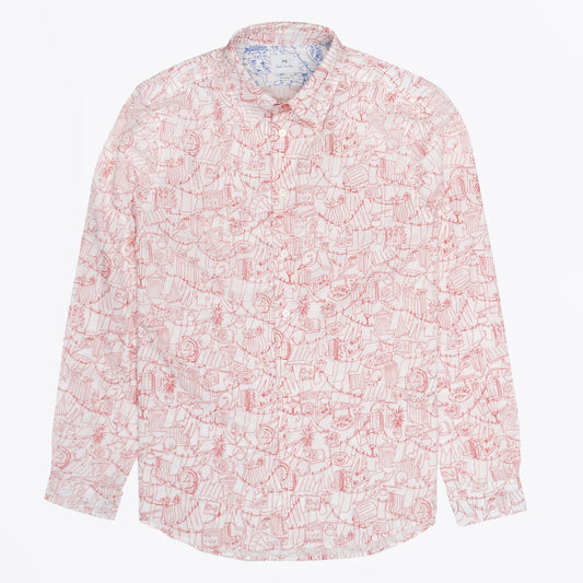 - Tailored Fit Printed Shirt - Red