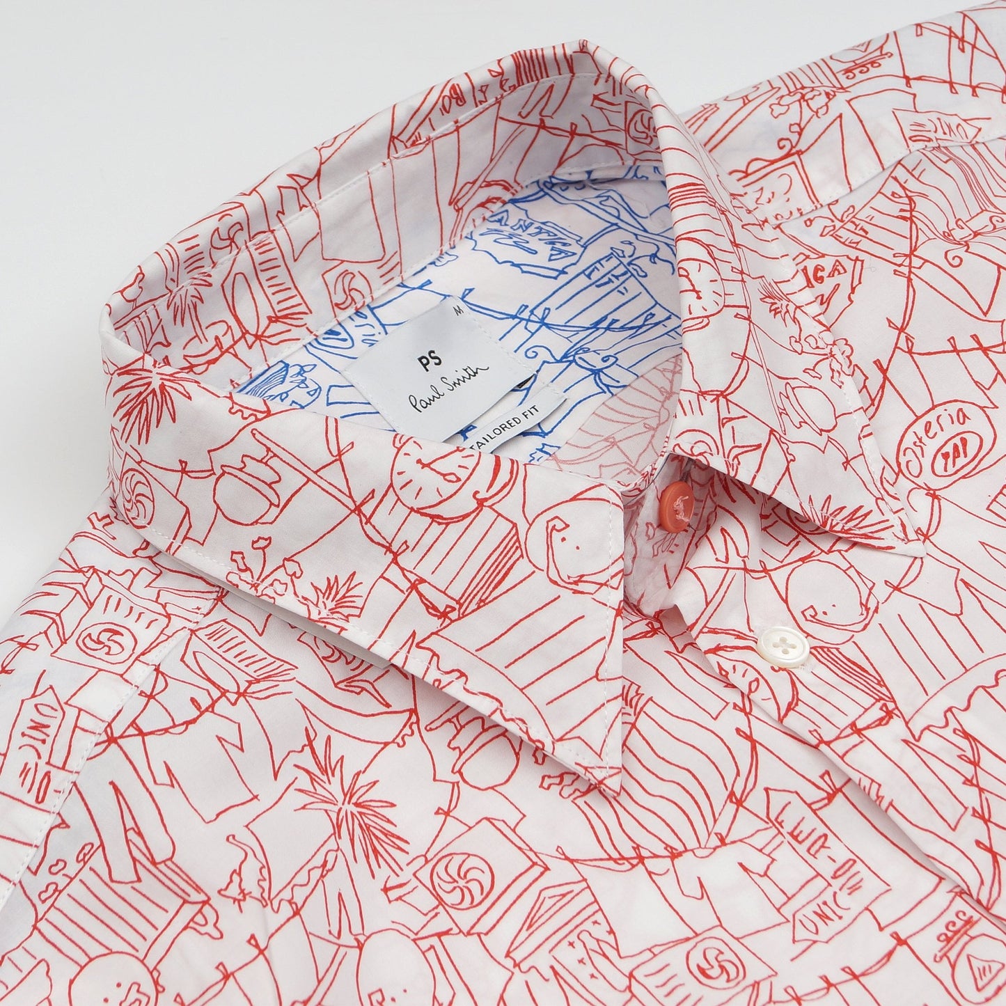 - Tailored Fit Printed Shirt - Red