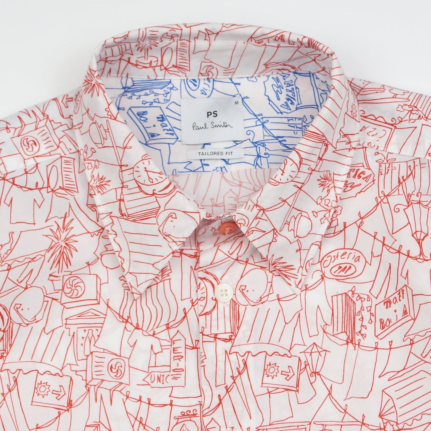 - Tailored Fit Printed Shirt - Red