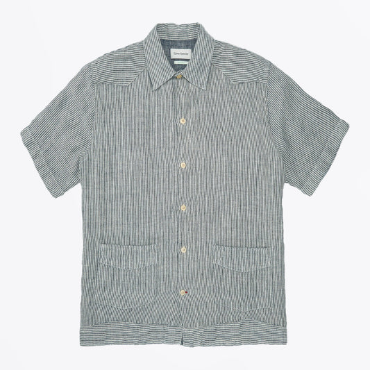 - Clement Cuban Linen Shirt - Chambray Blue