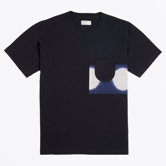 - Big Dot Print Woven Panel Tee - Navy