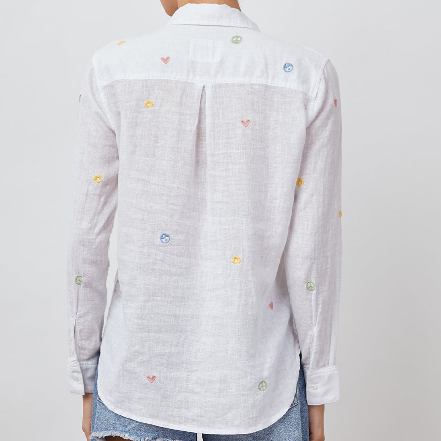 - Charli White Shirt - Peace & Love Embroider