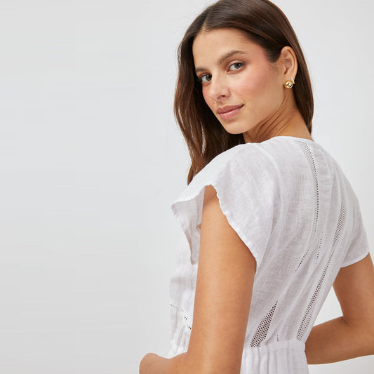 Kiki White Dress - White Lace Detail