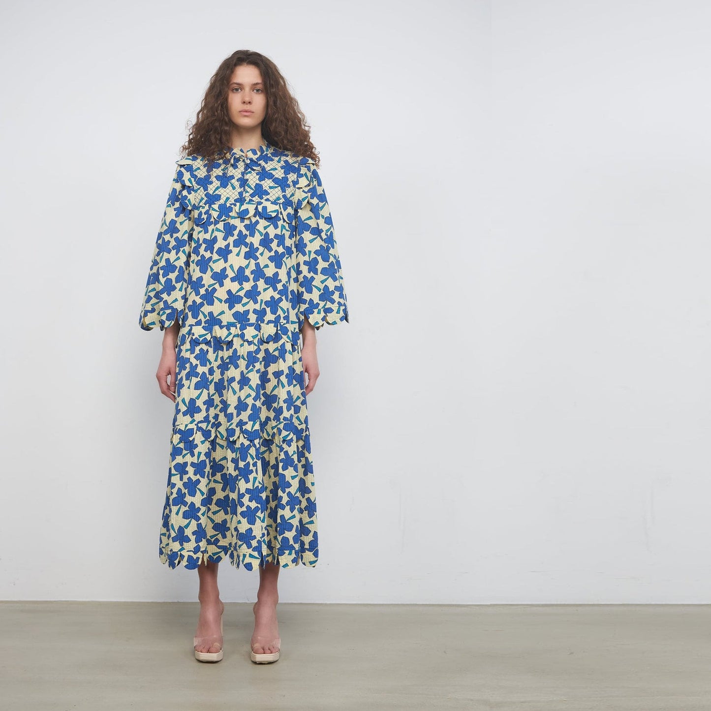 Loan Mae Dress - Bright Blue/Cream