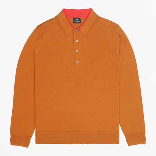 Long Sleeve Pullover Polo - Light Rust
