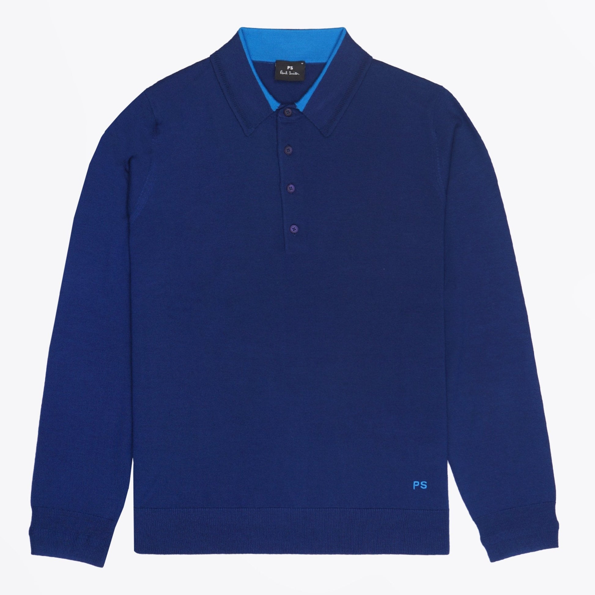 Paul - Long Sleeve Pullover Polo - Cobalt Blue