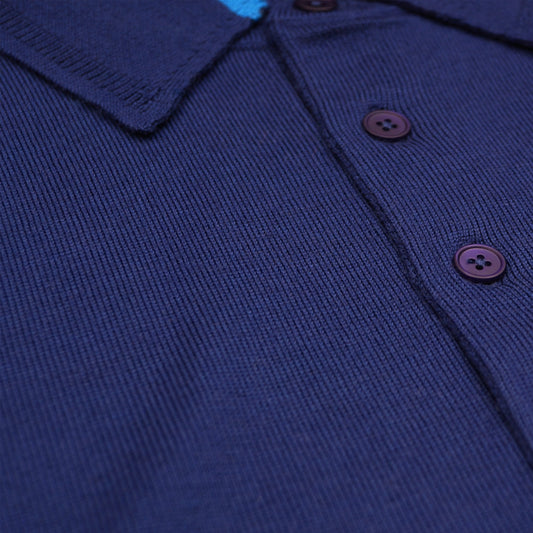 Long Sleeve Pullover Polo - Cobalt Blue