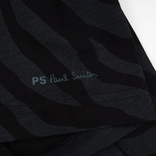 - Zebra Stripe Cotton T-Shirt - Black