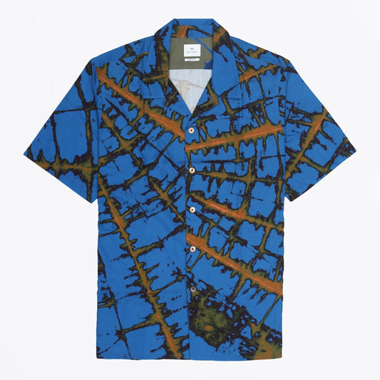 - Casual Fit Printed Shirt - Green Blue