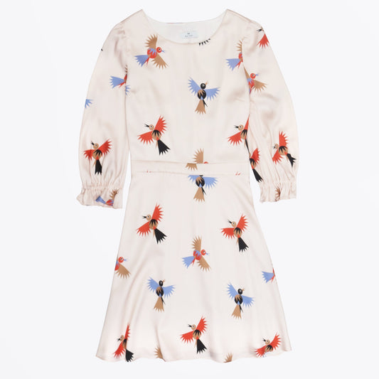 - Bird Print Short Dress - Pink