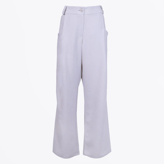 - Straight Leg Button Front Trouser - Marble