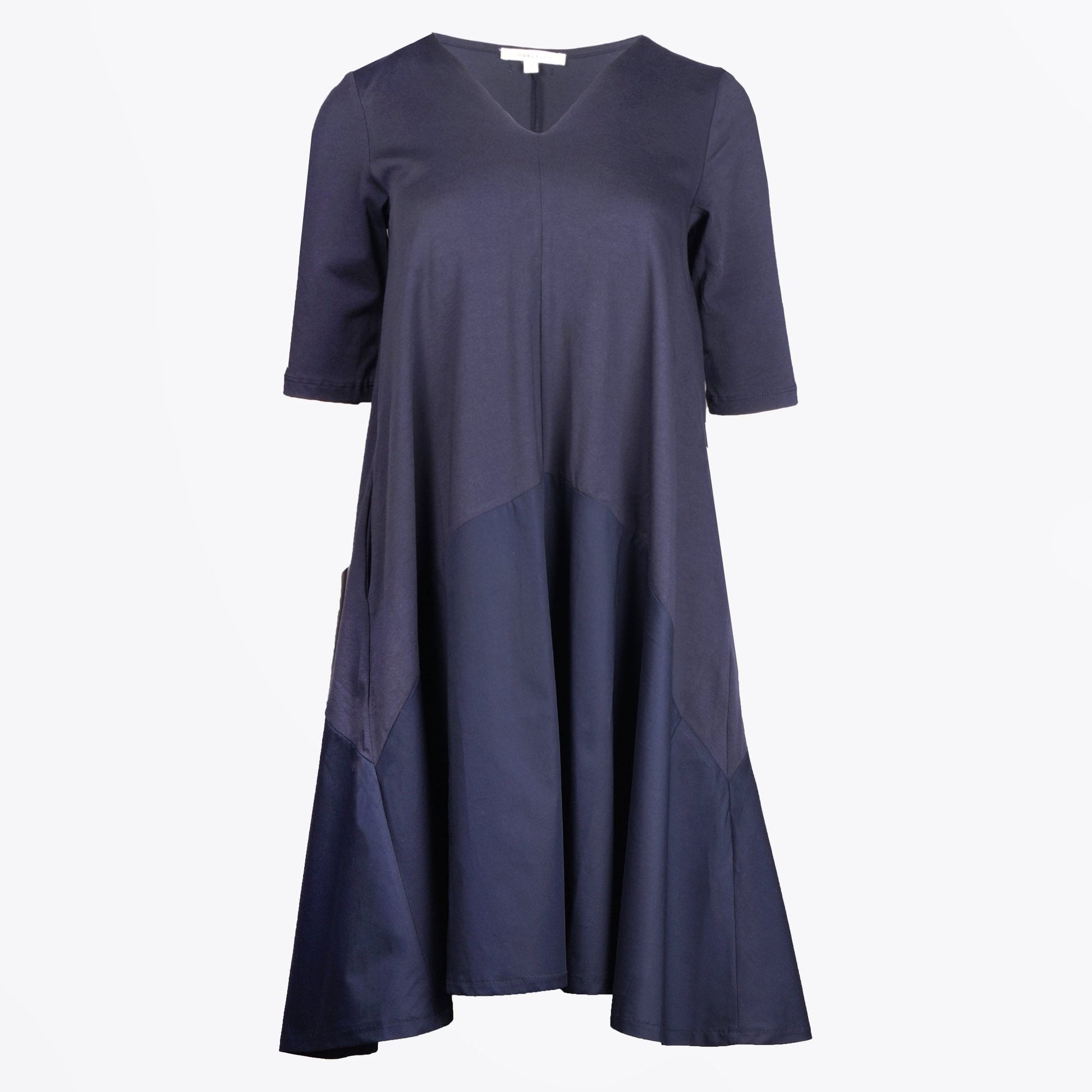 Humility Flavy V-Neck Swing Dress - Navy