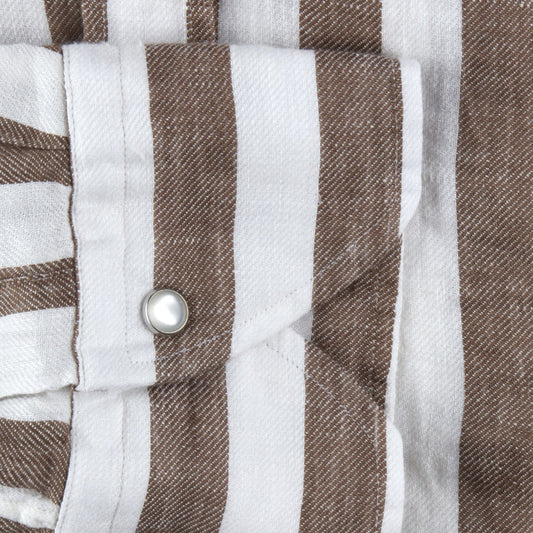 - 272 Fitted Body/92 Striped Linen - Cream/Brown