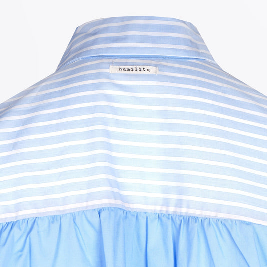 - Rellen Belted Shirt Dress - Bleu Ciel