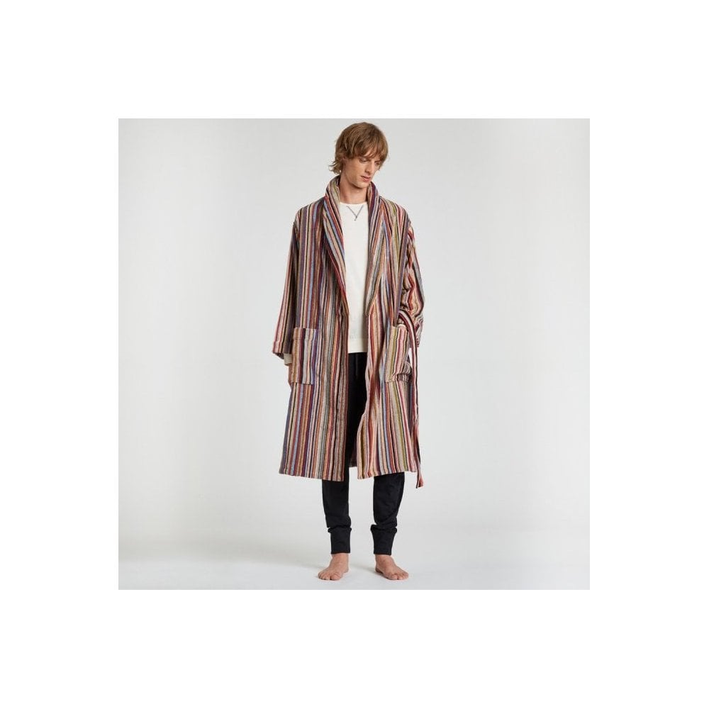 - Signature Stripe Towelling Dressing Gown - Multi