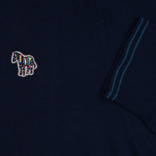 - Zebra Half-Zip Pullover - Dark Navy