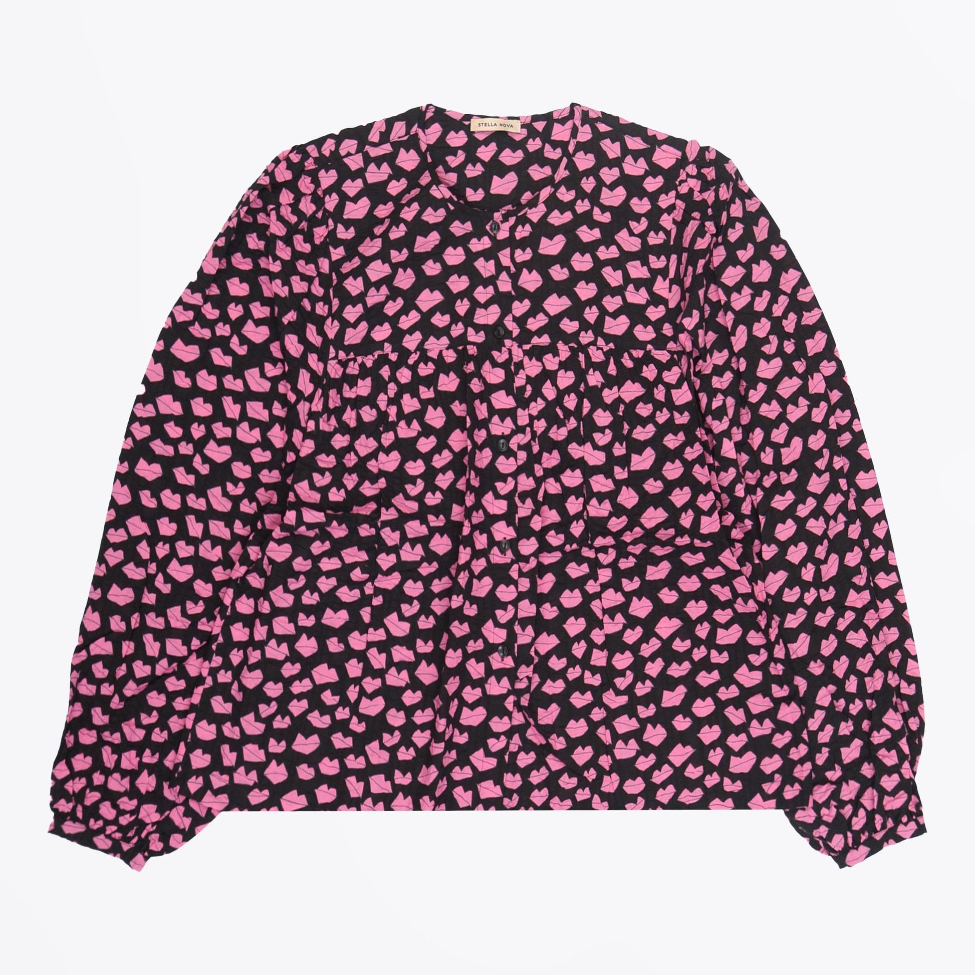 Stella Heda - Kiss Print Blouse - Black/Pink