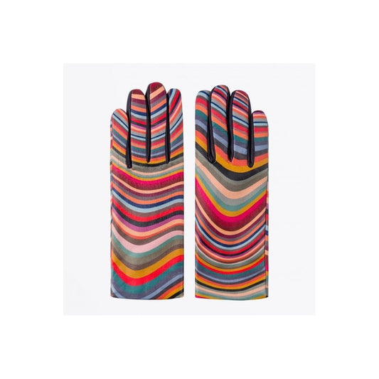 - Swirl Print Leather Gloves - Multi