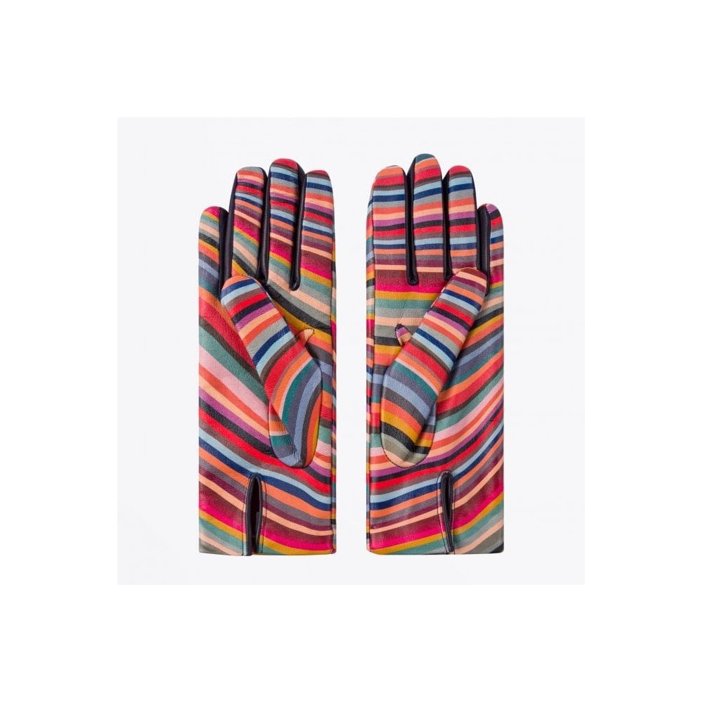 - Swirl Print Leather Gloves - Multi