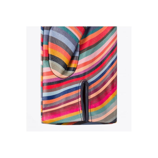 - Swirl Print Leather Gloves - Multi