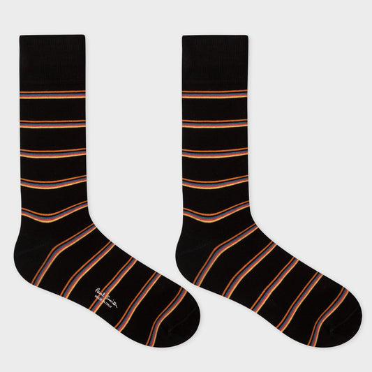 - Black Stripe 3-Pack Socks - Black