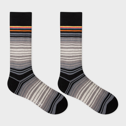 - Black Stripe 3-Pack Socks - Black