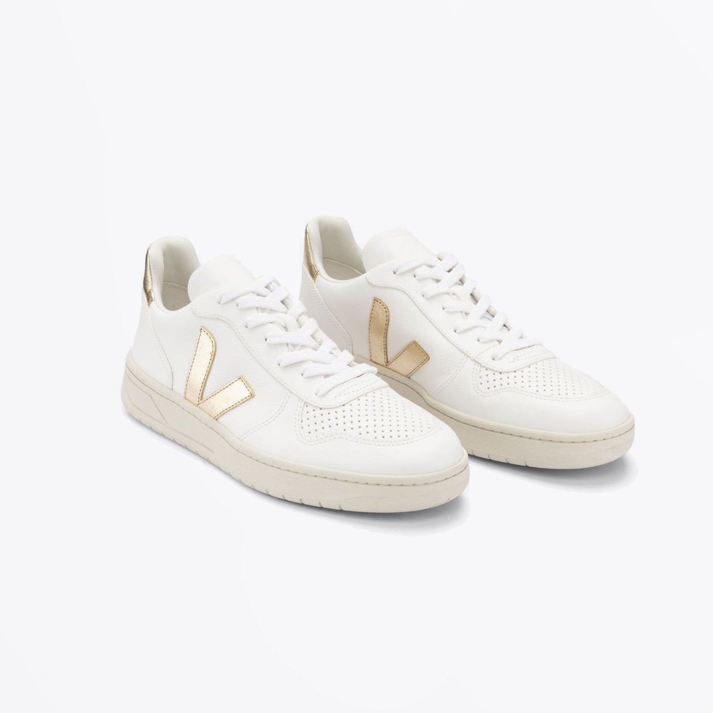 - V-10 Chromefree Leather Sneakers - White Platine