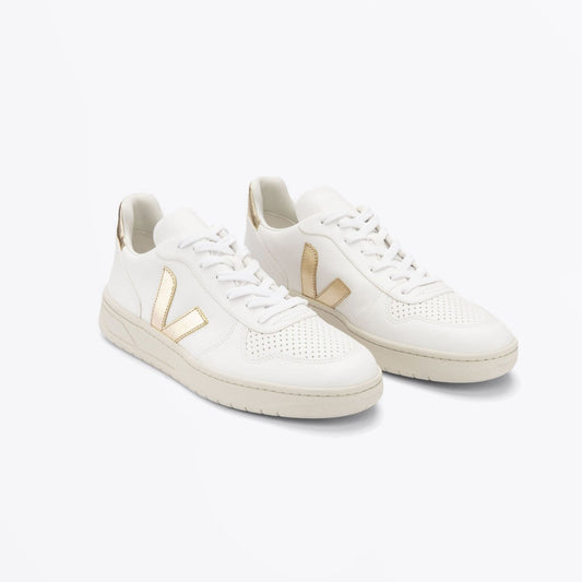 - V-10 Chromefree Leather Sneakers - White Platine