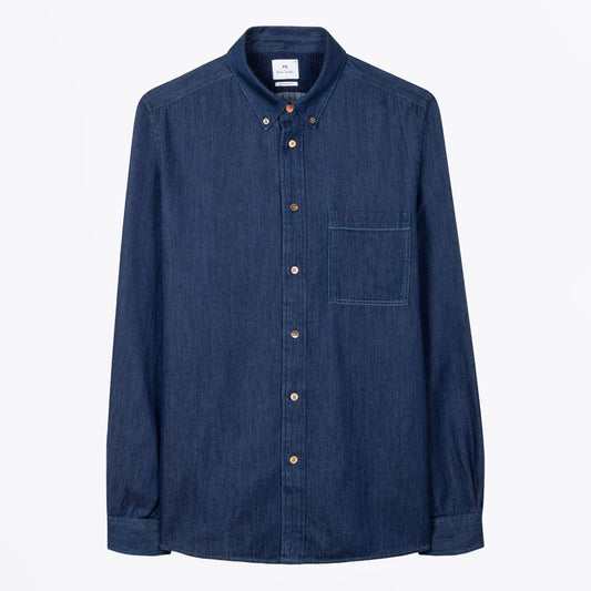 - Regular Fit Denim Shirt - Rinse Wash