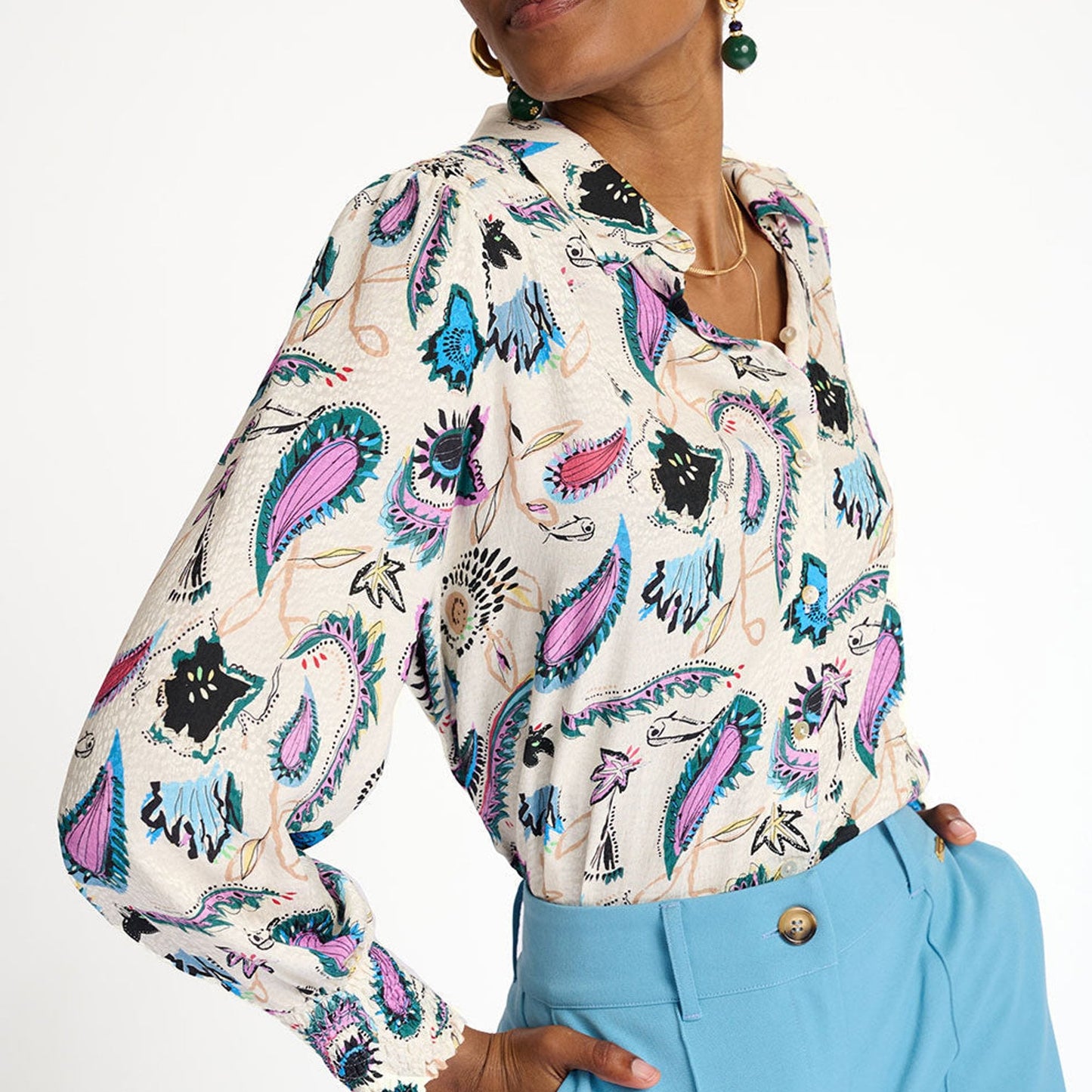 Floral Blouse - Tides Ecru